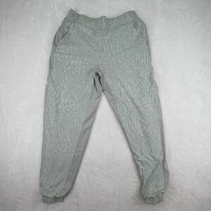 Athleta Women's Jogger Pants Gray Animal Print Size 10 Zip Pockets Athleisure